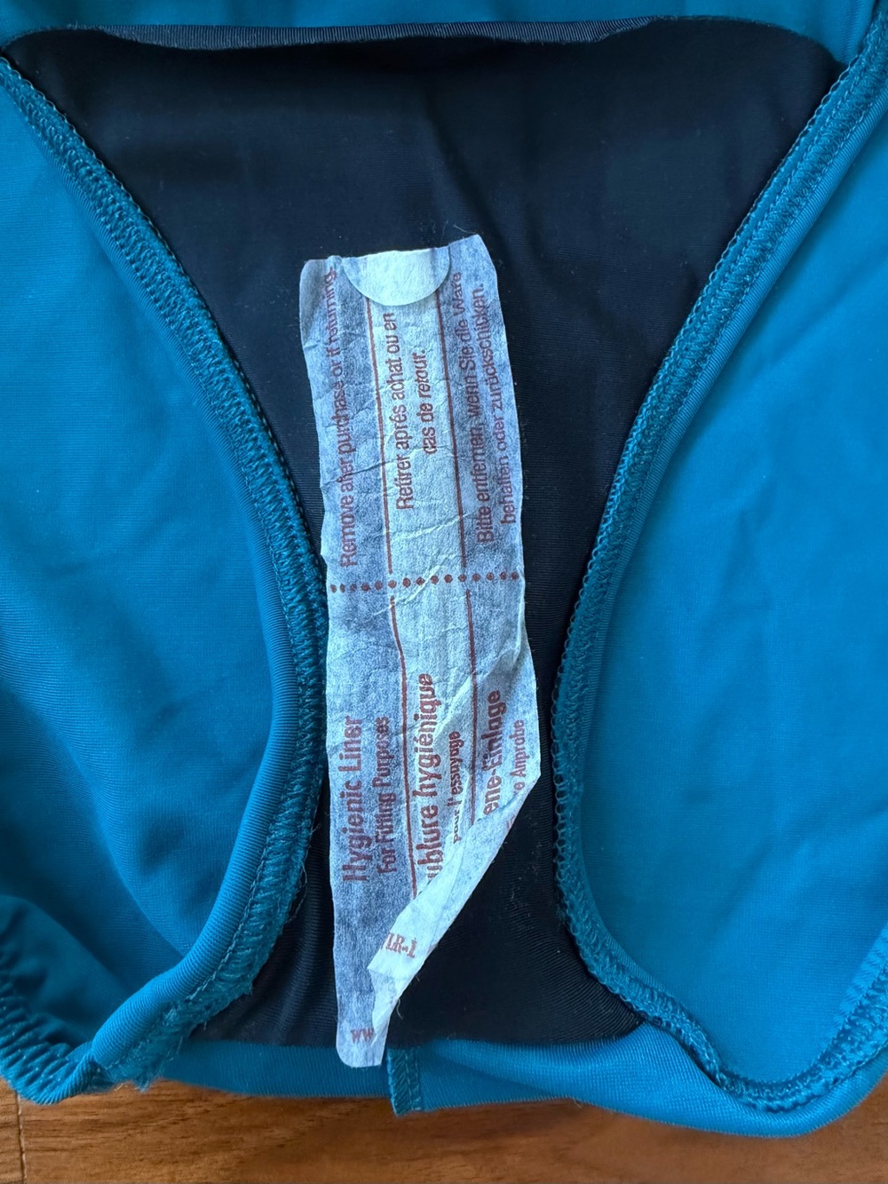 NWT Lands End Slendersuit Teal Ruched One Piece Swimsuit Sz 8 Peacock Blue Green - Picture 10 of 10